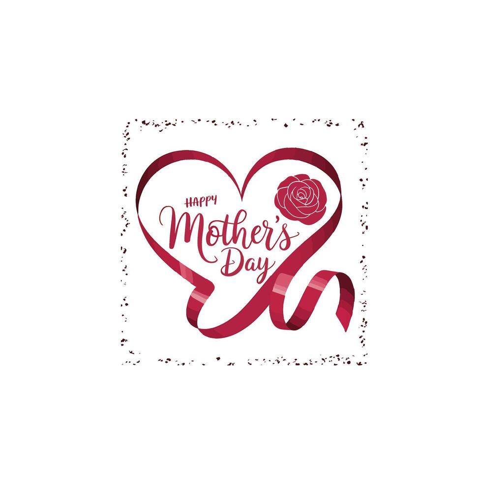 Heart Connected Happy Mother's Day Typography Design vector