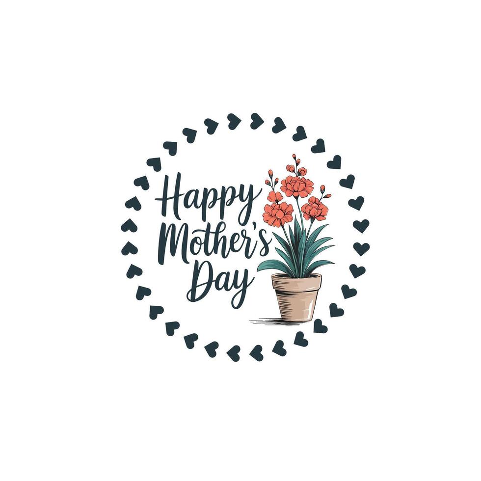 Minimalist Happy Mother's Day Typography Design vector