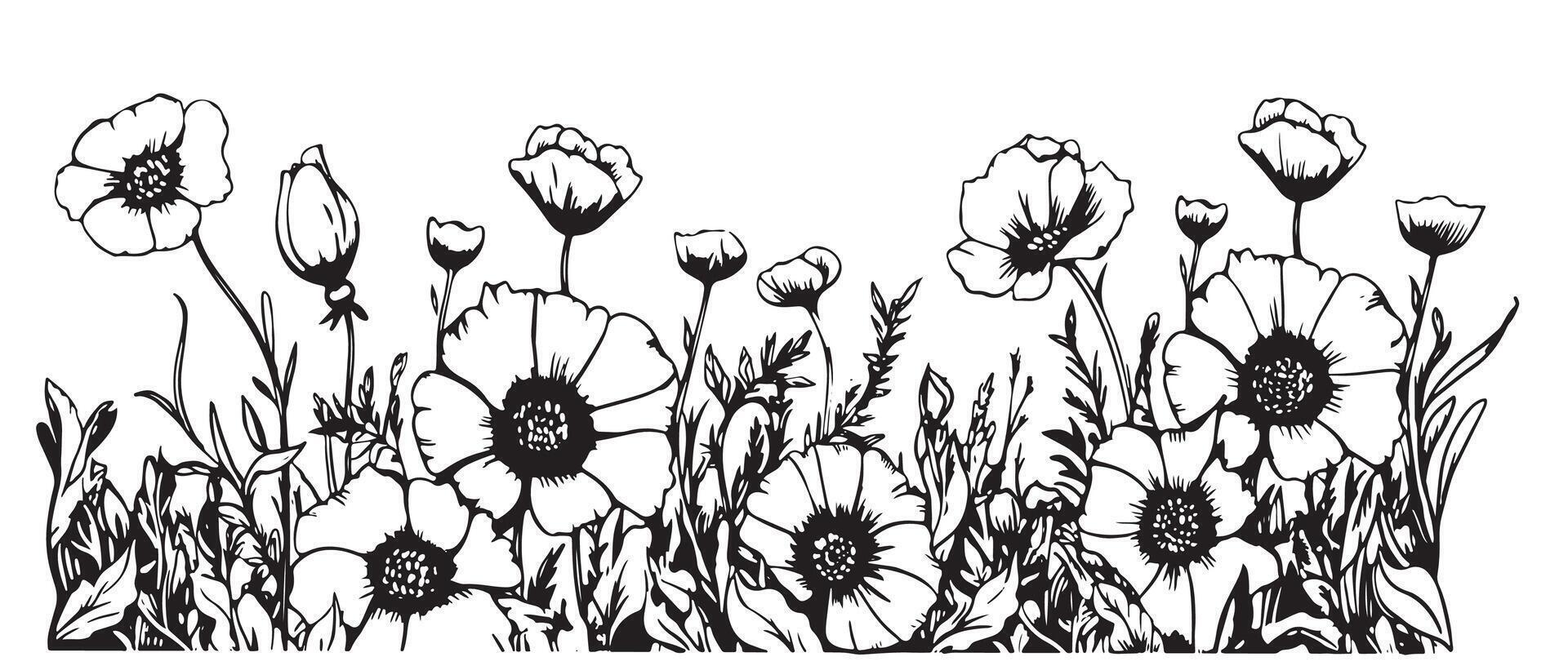 wild wild flower field vector