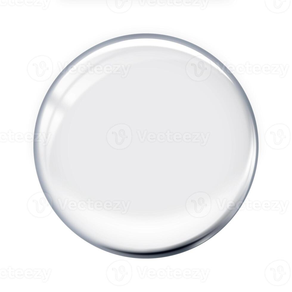 Glass circle transparent on white background. Sphere crystal bubble for product presentation. photo