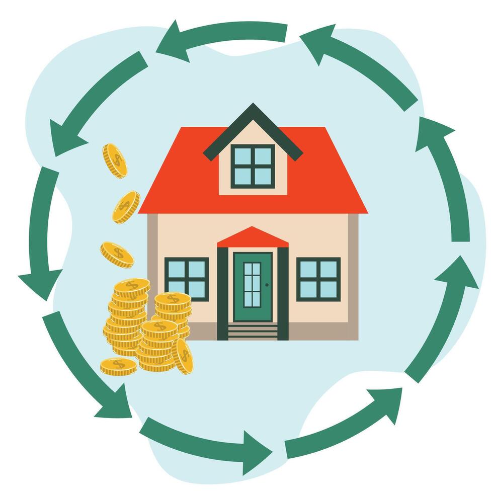 Reverse mortgage. Real estate purchase concept. Successful investment concept. Flat style illustration. vector