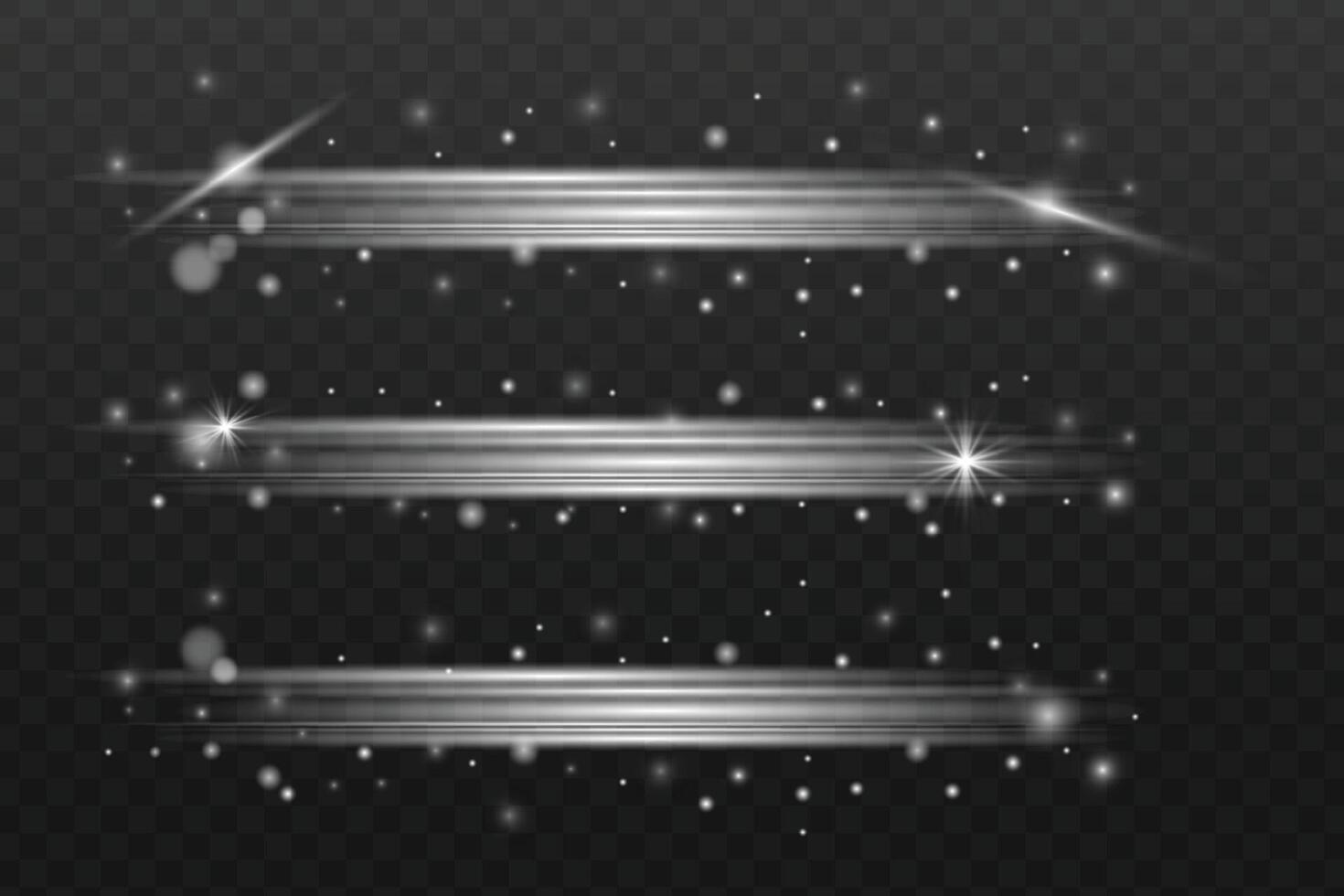 Set of glowing light effects. Shining stars, glare, magic sparks, bright glow vector