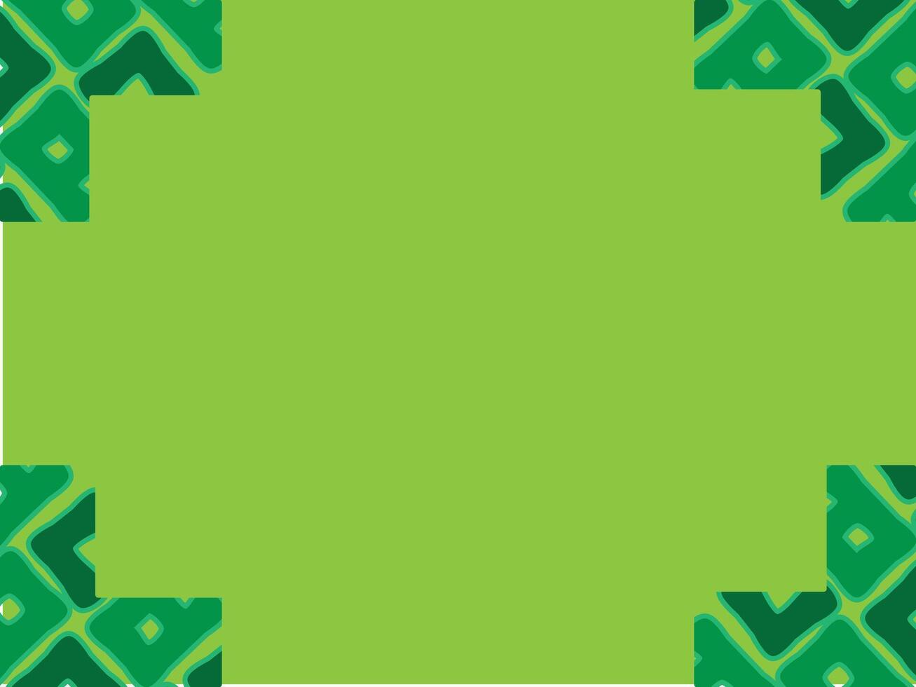Abstract green background with geometric corner patterns and a central empty space, ideal for text or design overlays. vector