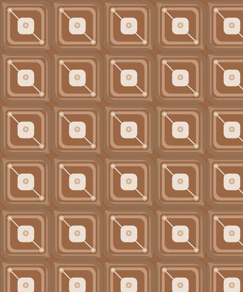 A seamless vintage geometric pattern in brown and beige tones. Ideal for retro-inspired wallpapers, textiles, and digital backgrounds. vector