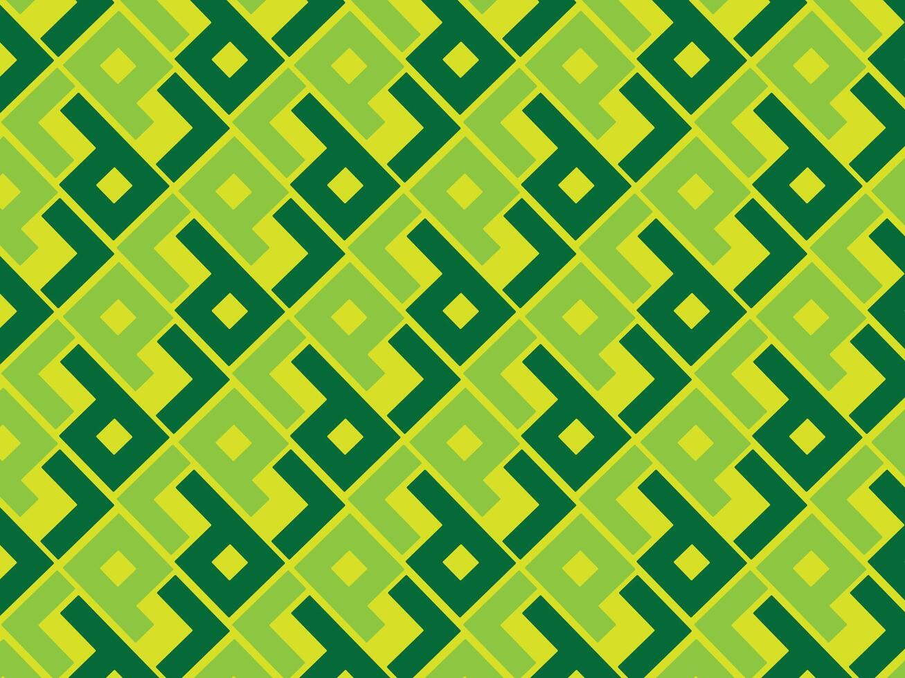 Bold green and yellow geometric seamless pattern with angular, abstract shapes. Ideal for textiles, backgrounds, or modern ethnic-inspired designs. vector