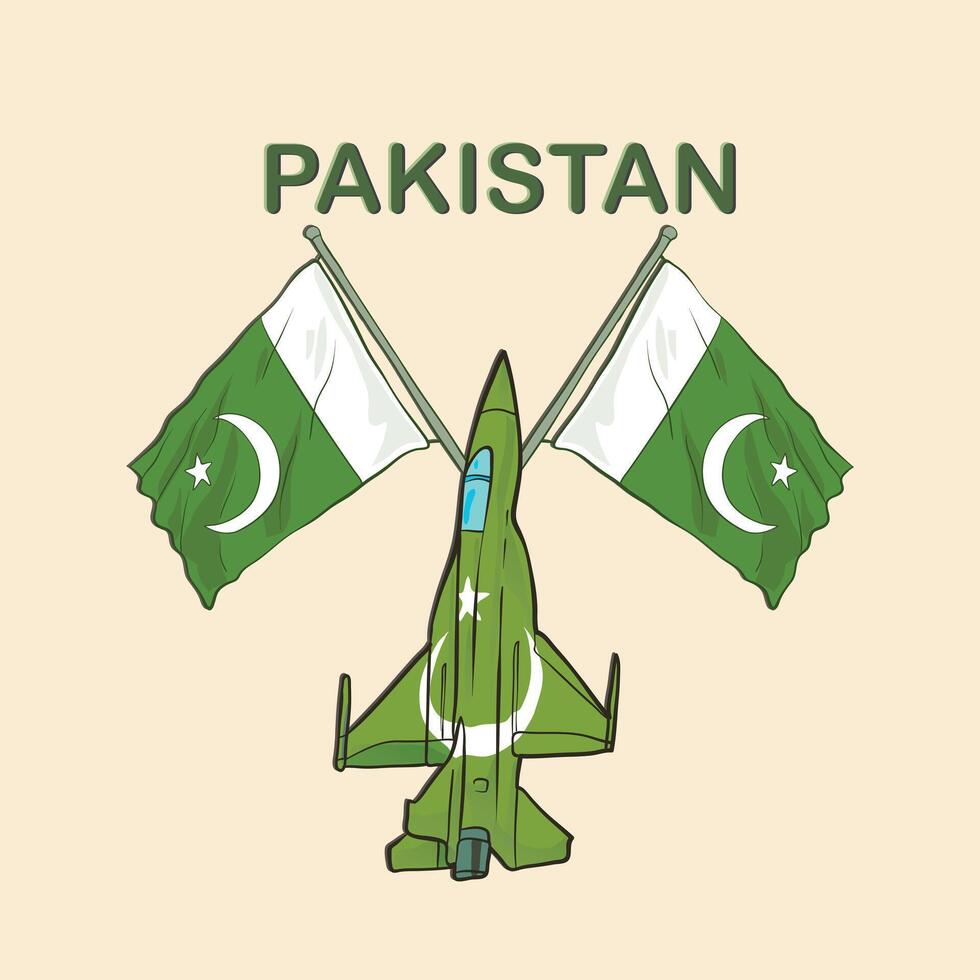 Defence day pakistan flag, f thunder fighter jets, social media template vector