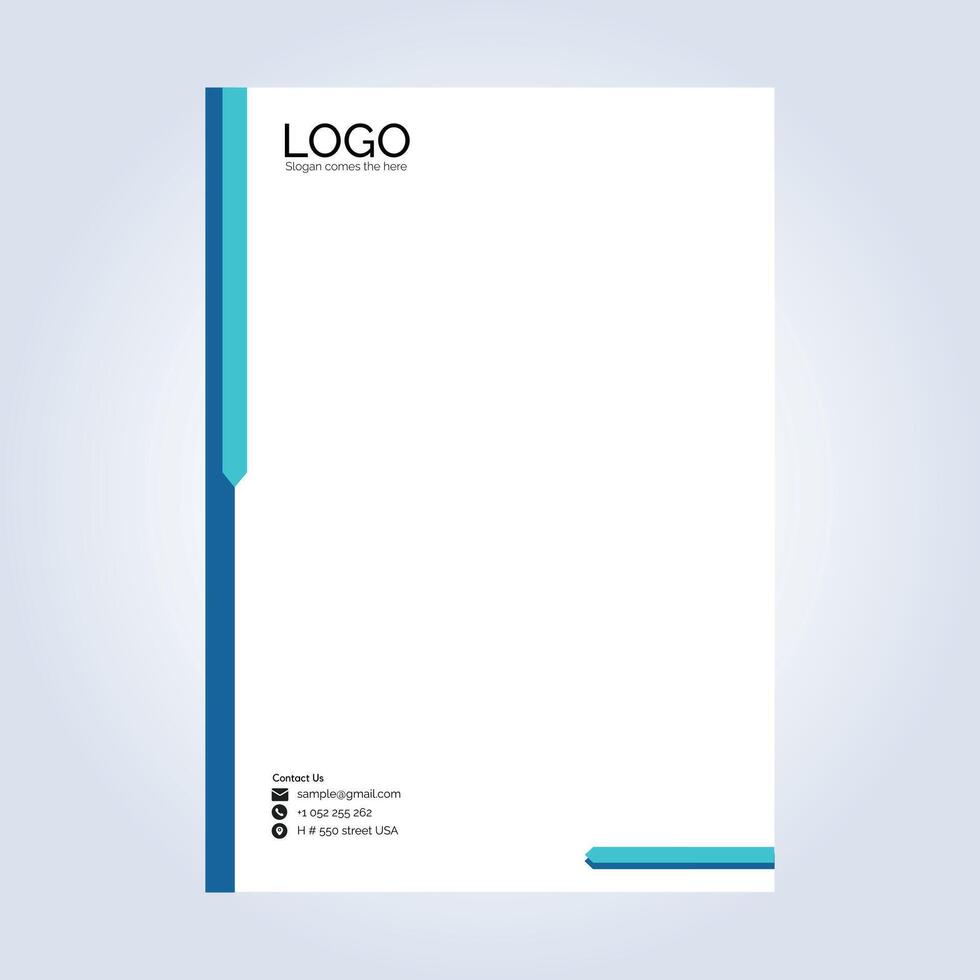 Professional Business Letterhead Design Template, latter pad design, blue color theme vector