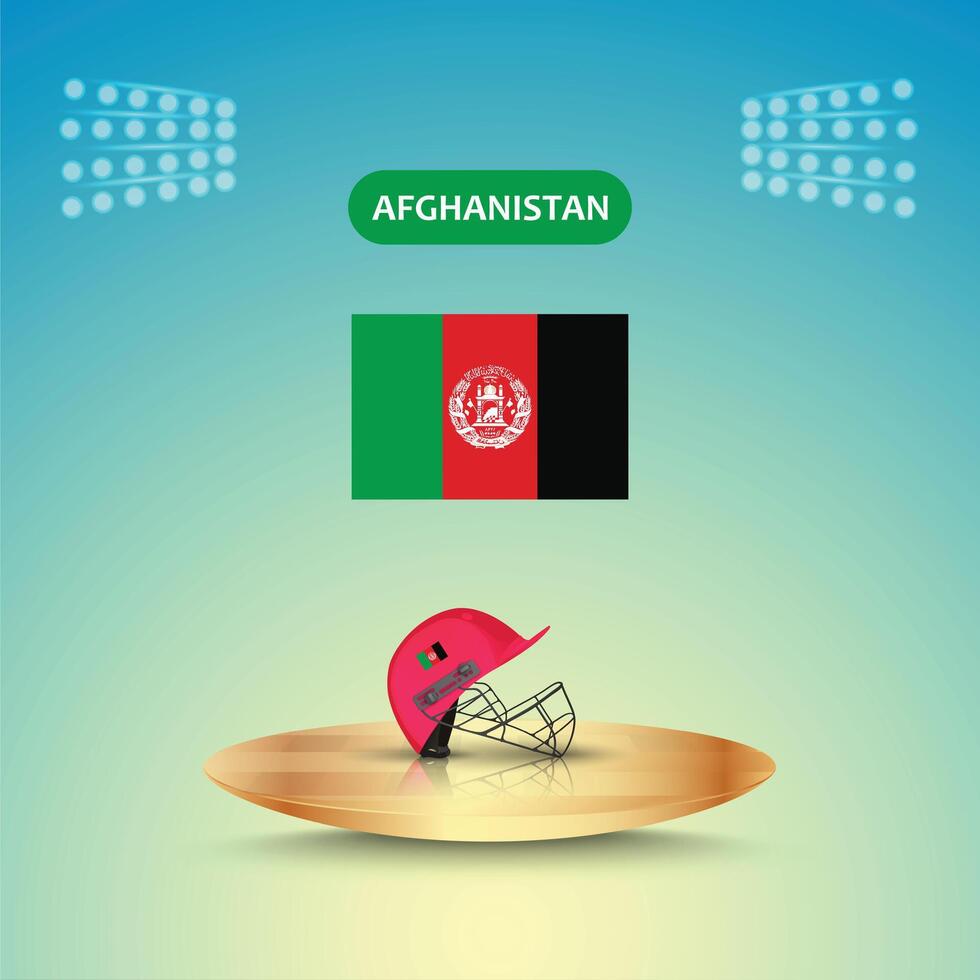 Afghanistan cricket team helmet with a flag and stadium light template, abstract background vector