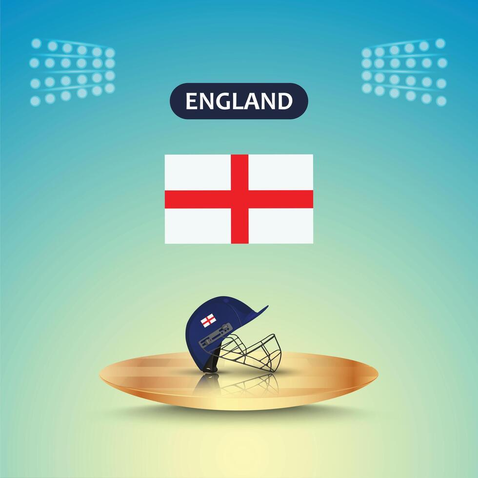England cricket team helmet with flag and stadium light template, abstract background vector