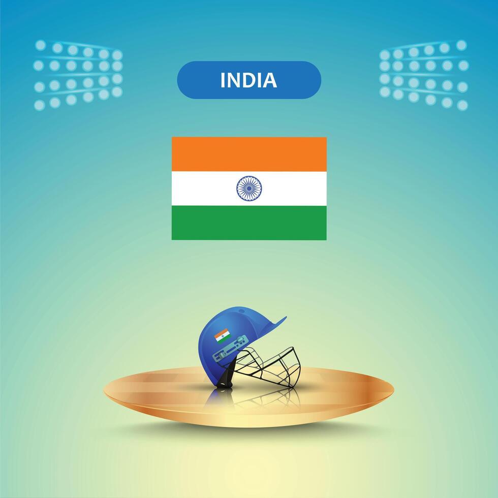 India cricket team helmet with flag and stadium light template, abstract background vector