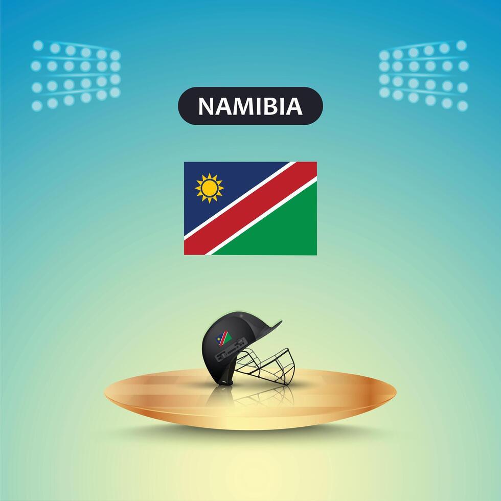 Namibia cricket team helmet with flag and stadium light template vector