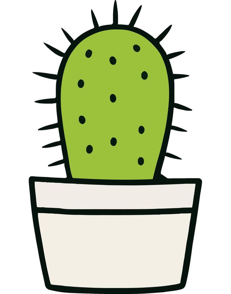 Green Cactus Plant in Simple Pot Design vector