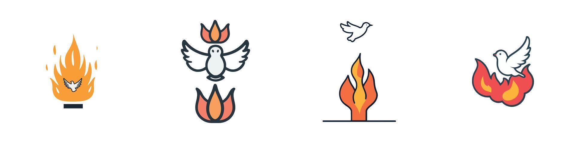 Fire and Dove Symbol for Peace and Transformation vector