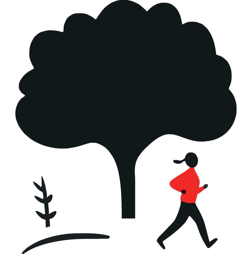 Runner in Nature with Tree Fitness Outdoors vector