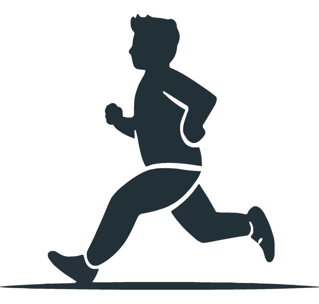 Running Boy Silhouette in Dynamic Fitness Activity vector