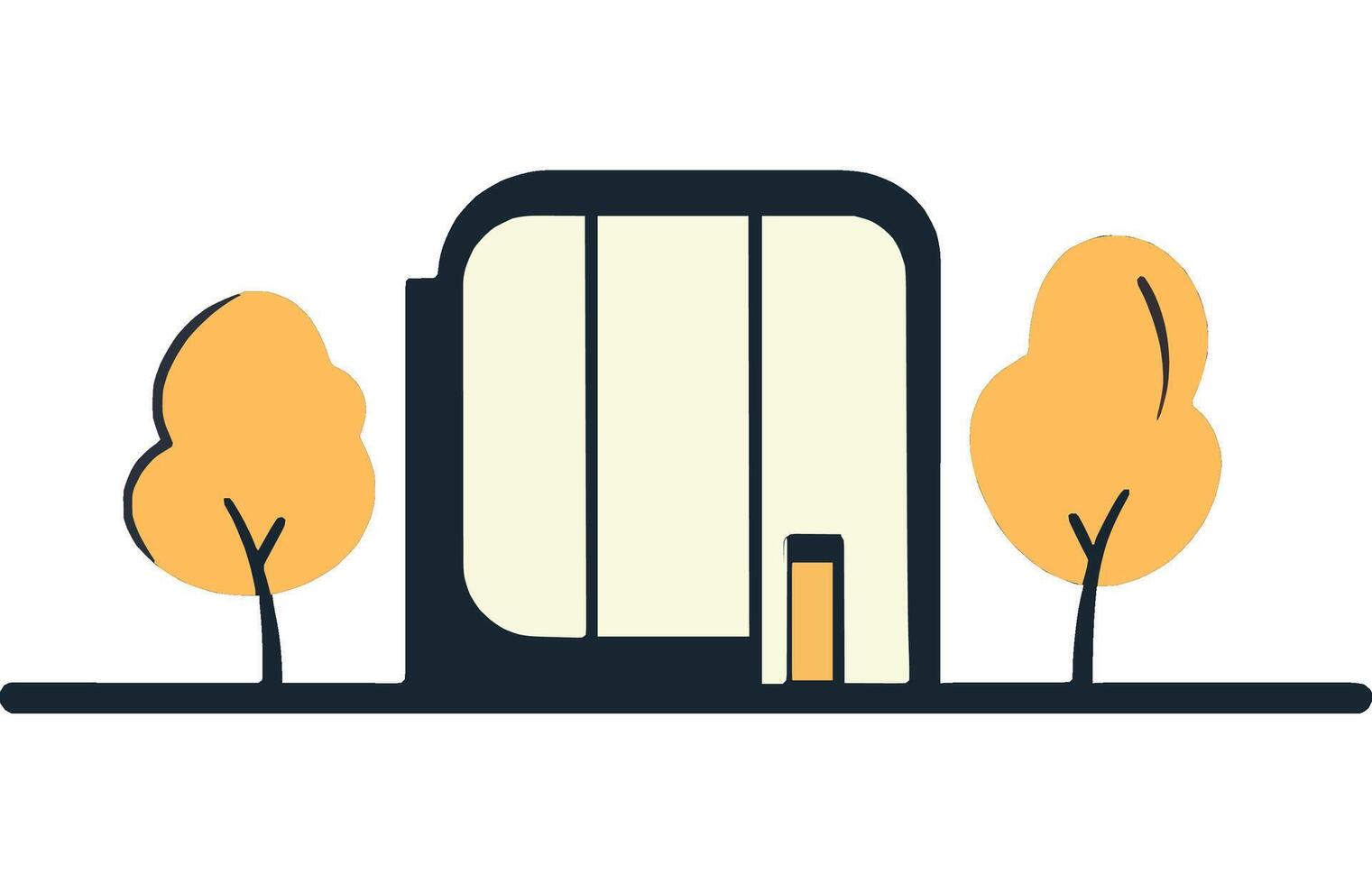Modern Building Design with Trees and Nature Elements vector