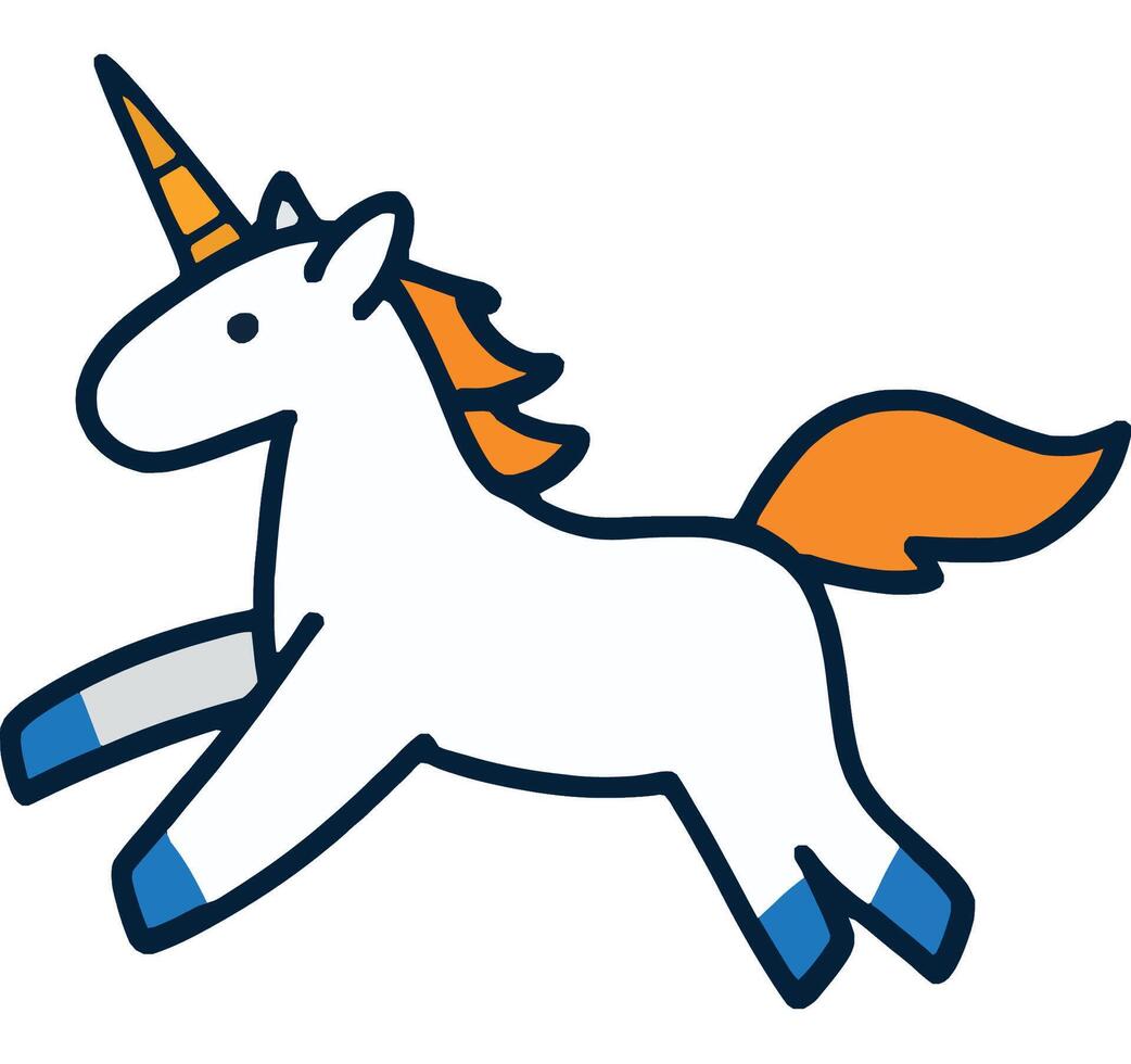 Magical Unicorn Running in Colorful Fantasy World vector