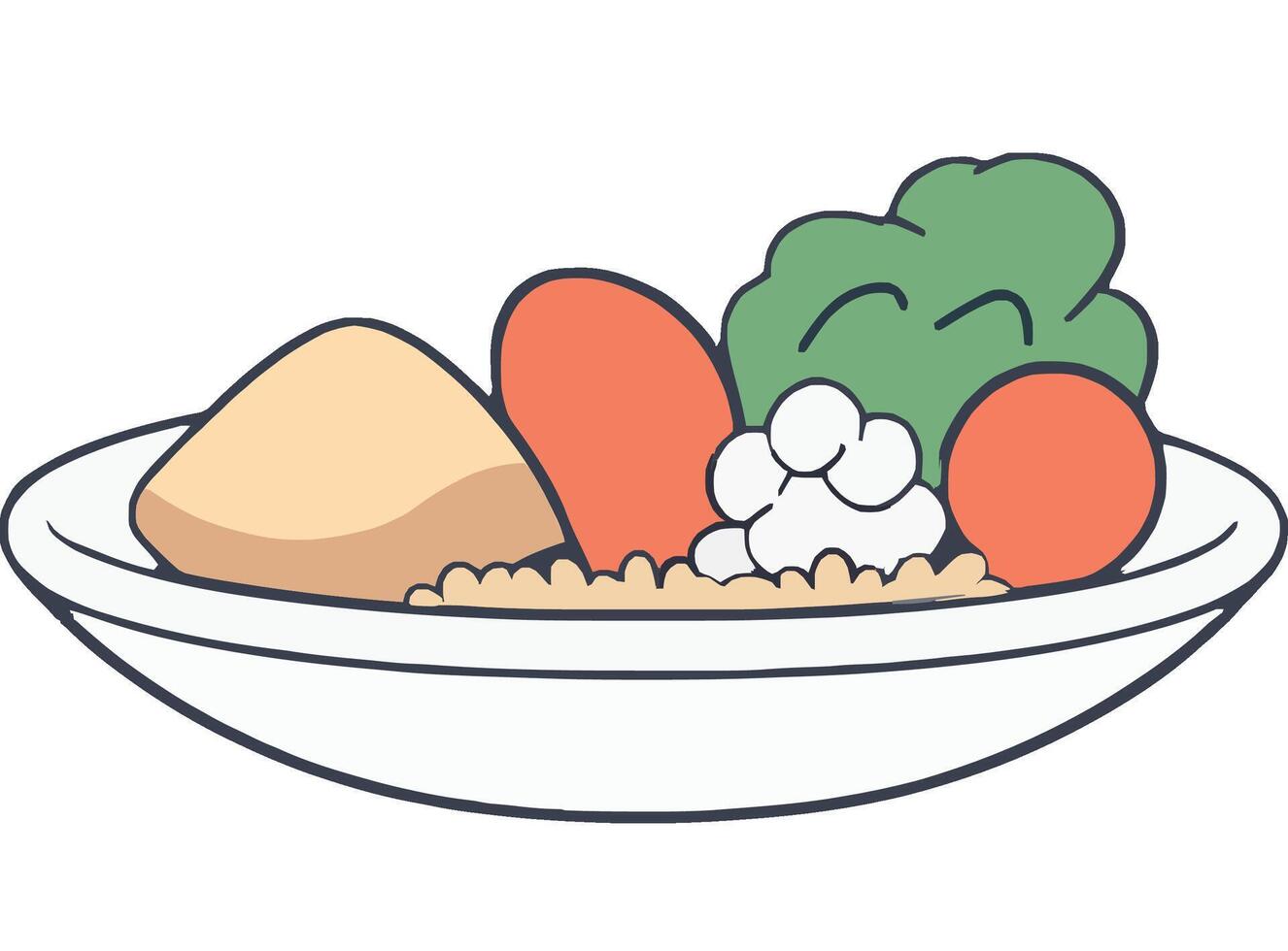 Healthy Bowl of Fresh Vegetables and Couscous vector
