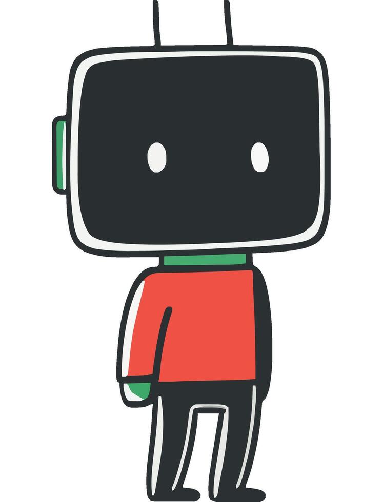 Playful Robot Character Design with Antenna vector