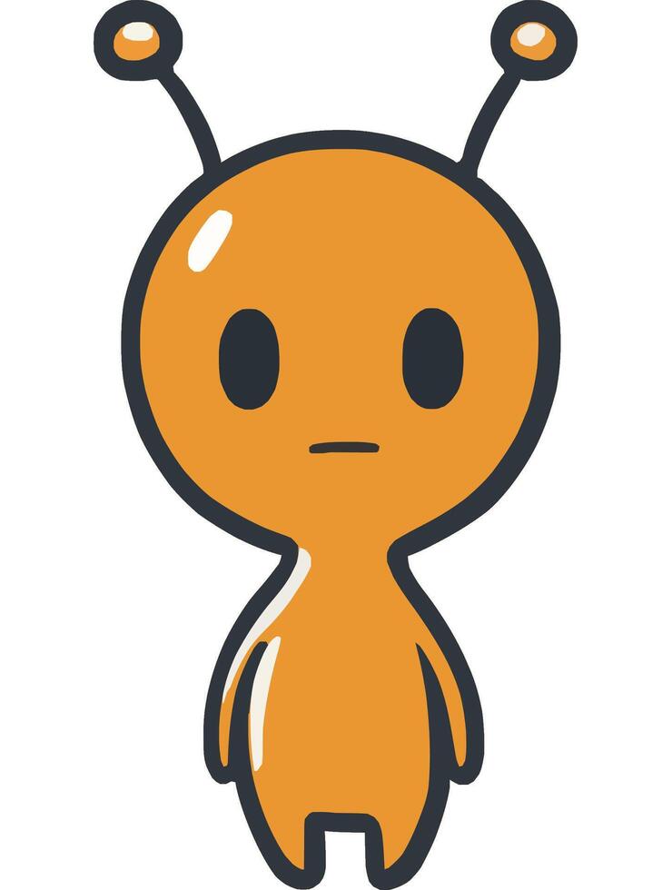 Cute Cartoon Alien Character Design in Orange vector