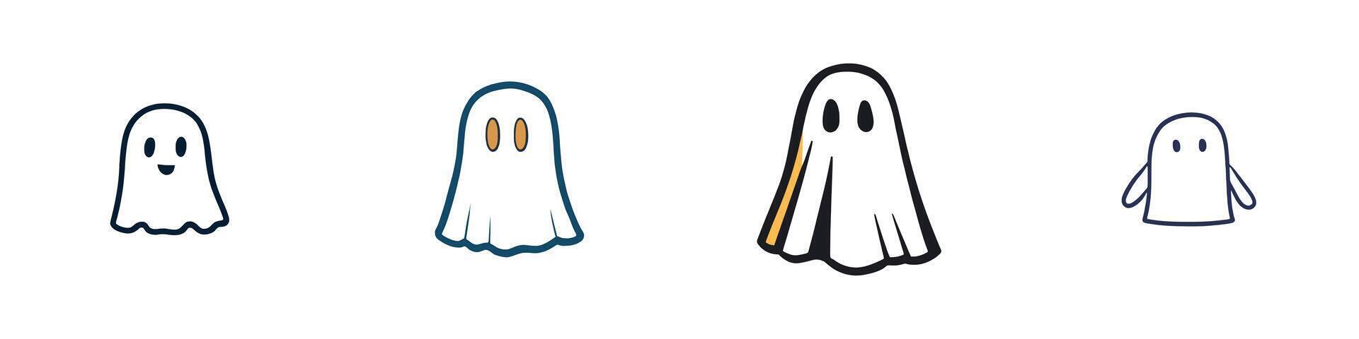 Cute Ghost Characters in Playful Halloween Style vector