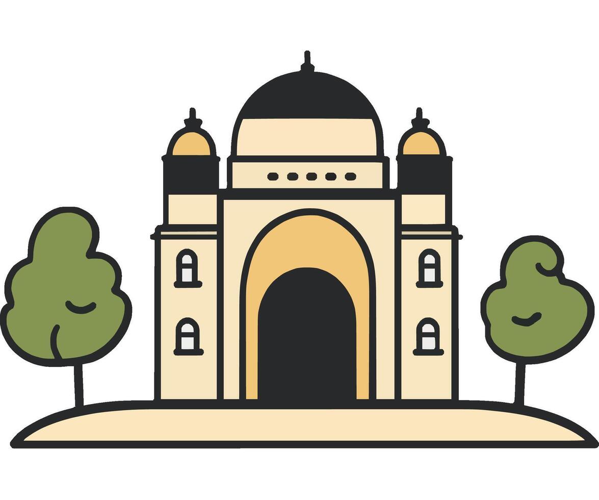 Historic Monument and Green Trees in Urban Landscape vector
