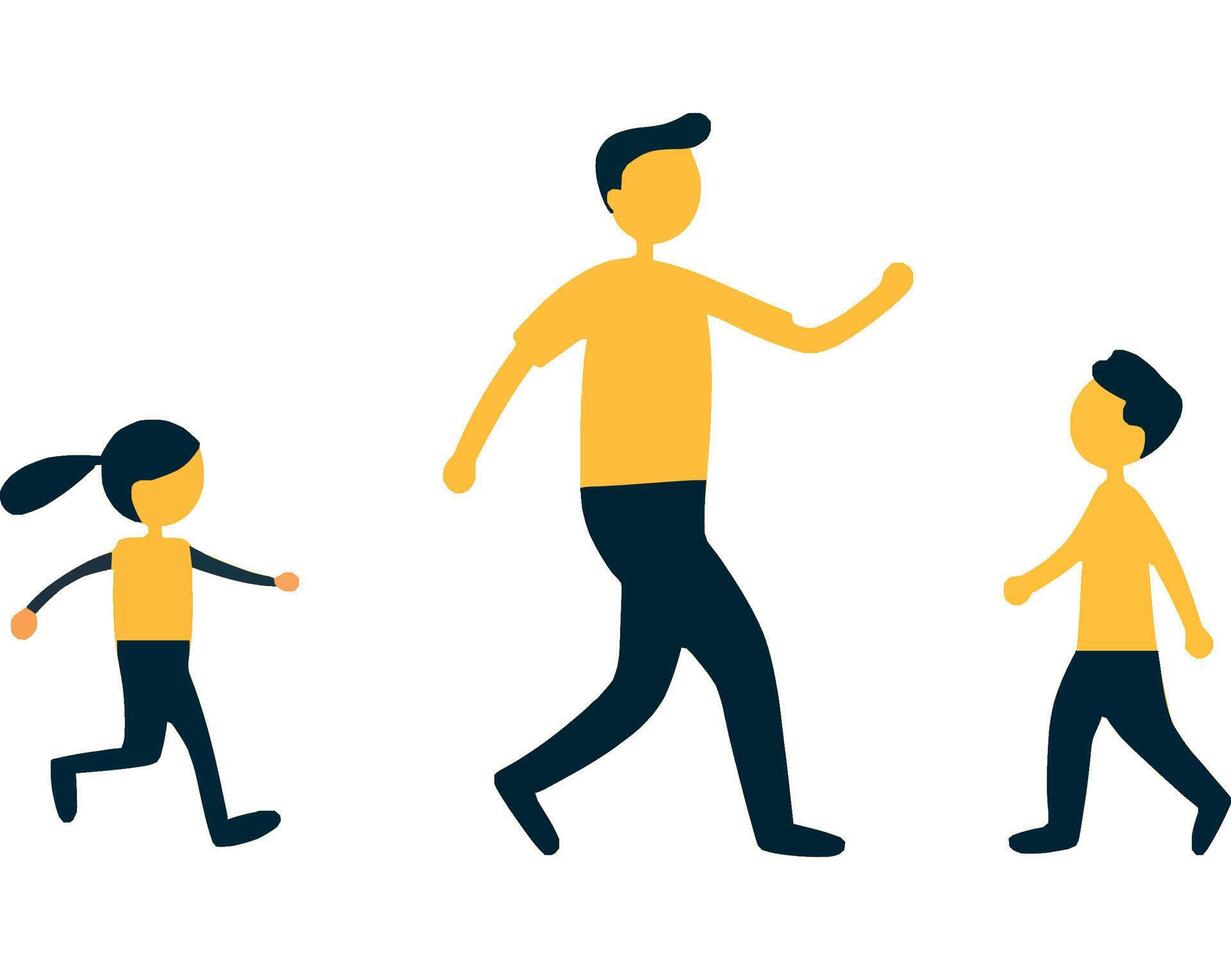 Family Walk and Run with Children in Active Play vector