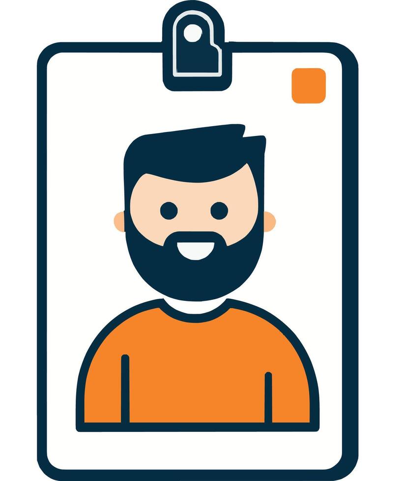 Identity Badge with Portrait of Friendly Male Character vector
