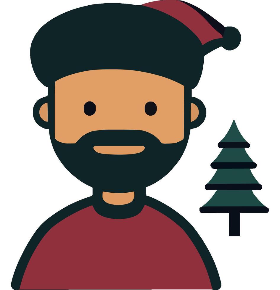Festive Beard Man with Christmas Tree vector