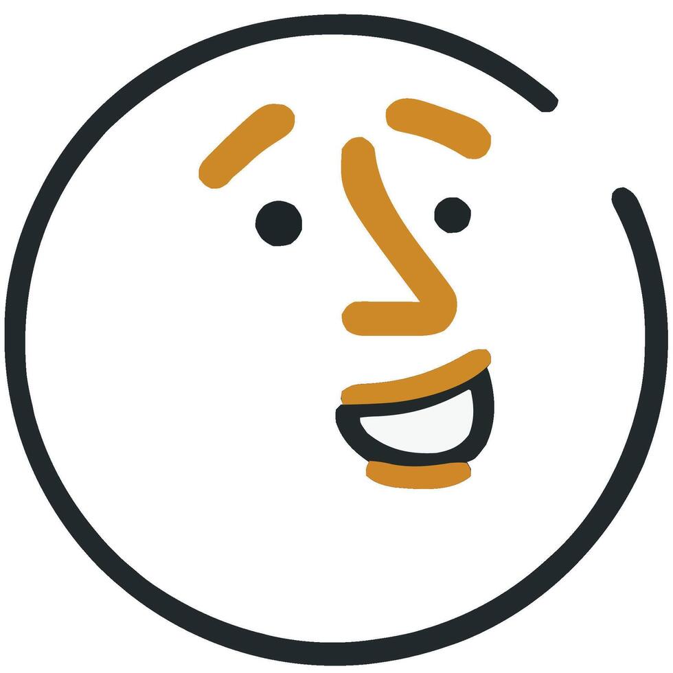 Simple Cartoon Face Icon with Happy Expression vector
