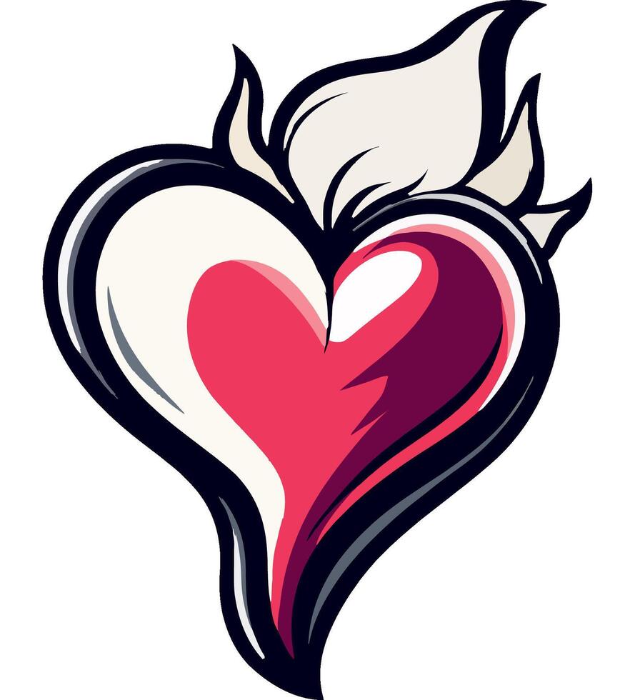 Stylish Pink Heart with Leaf Design vector