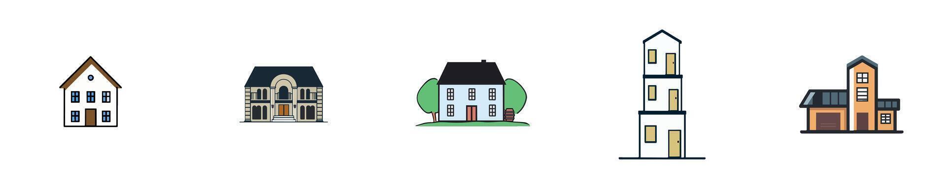 Diverse House Styles and Architectural Designs vector