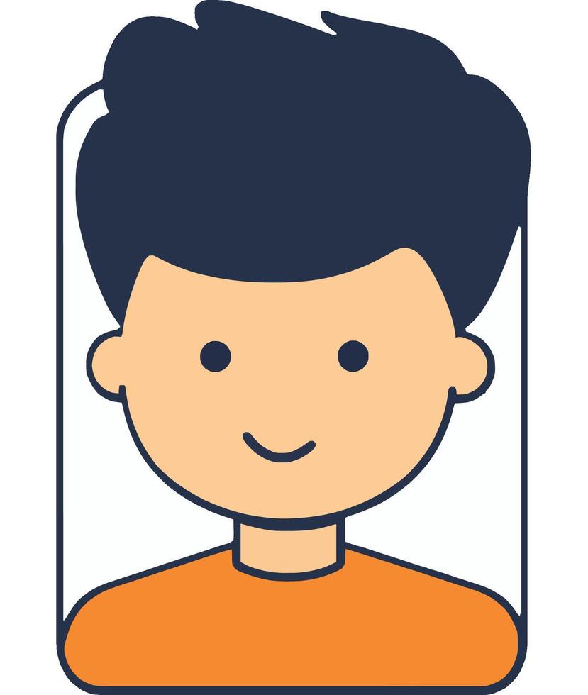 Cartoon Boy Portrait with Orange Shirt and Happy Expression vector