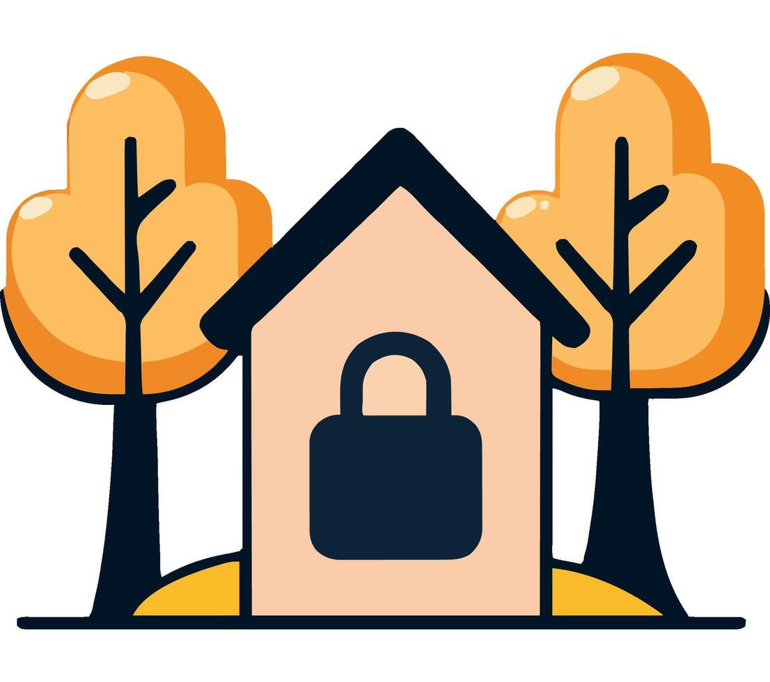 Home Security with Trees and Autumn Colors vector