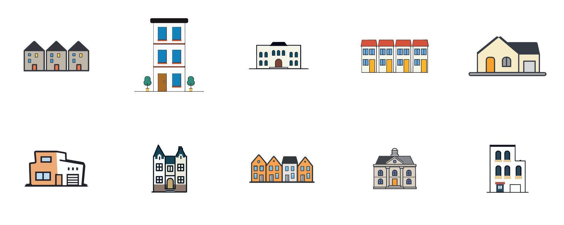 Urban Architecture Houses and Buildings in City Design vector