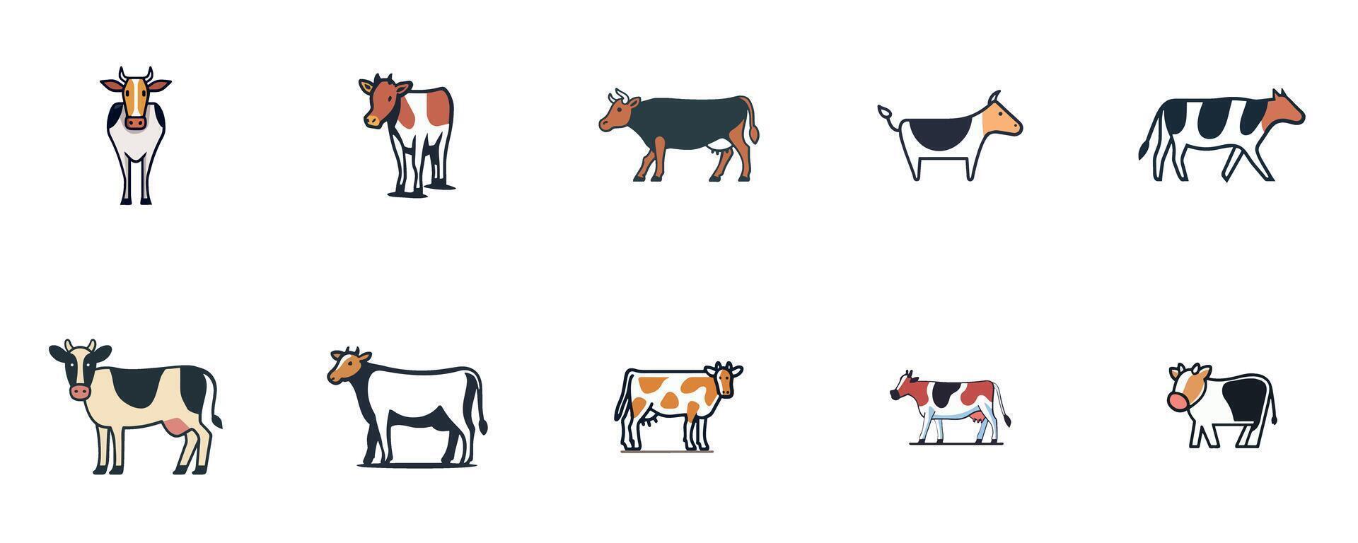 Cows on the Farm in Pasture vector