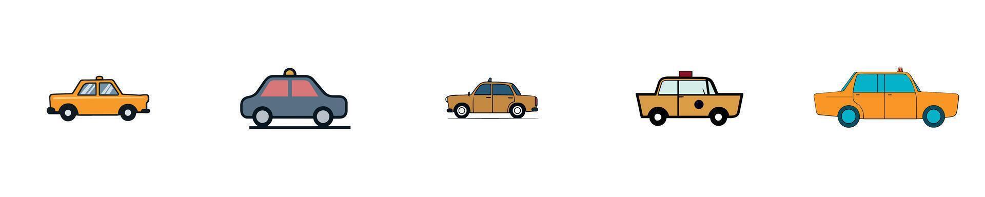 Colorful Taxi and Car Designs for Urban Transportation vector