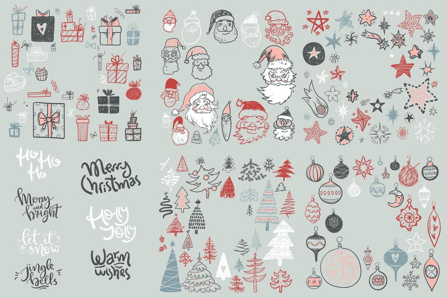 christmas doodle collection vector