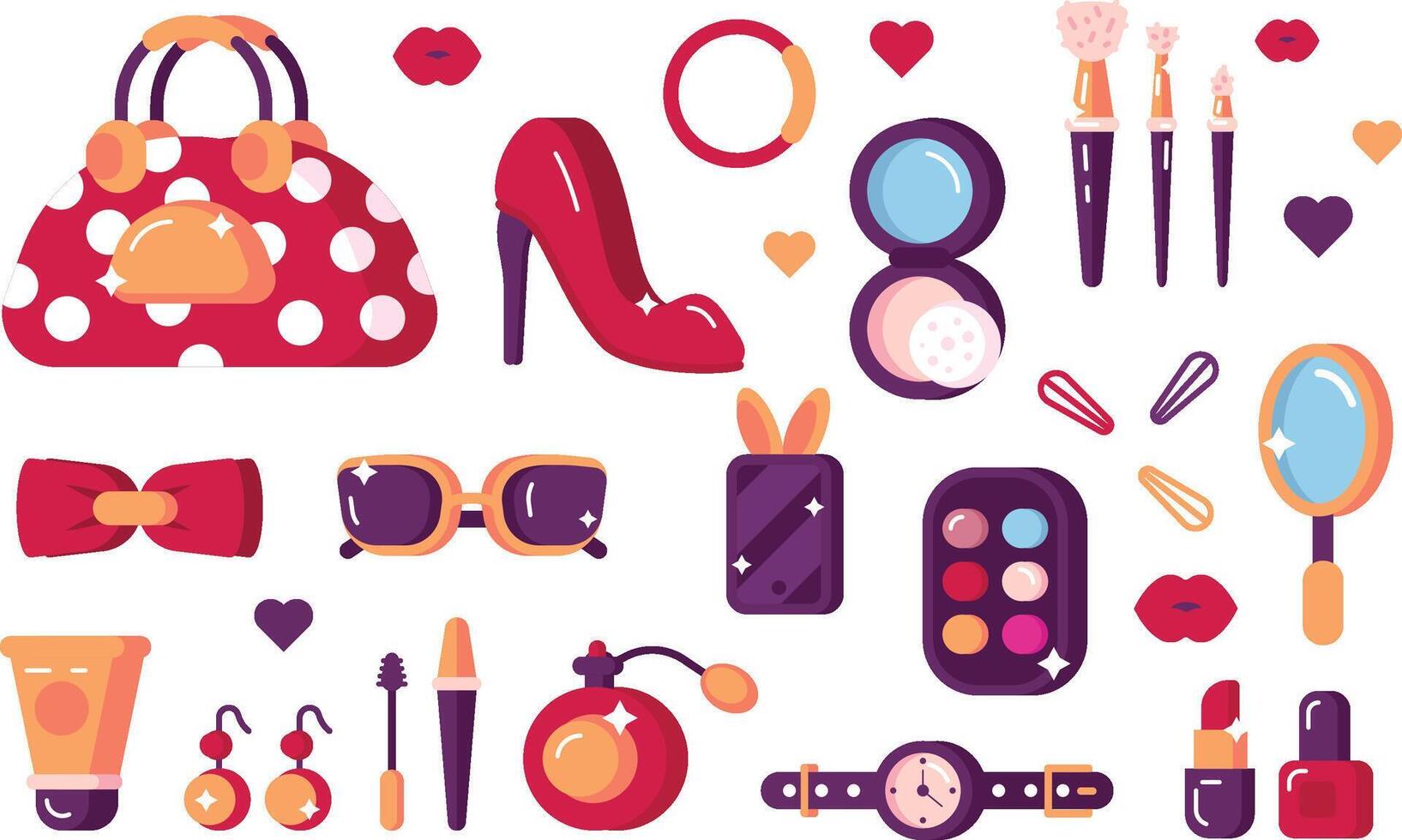 set of womens accessories vector