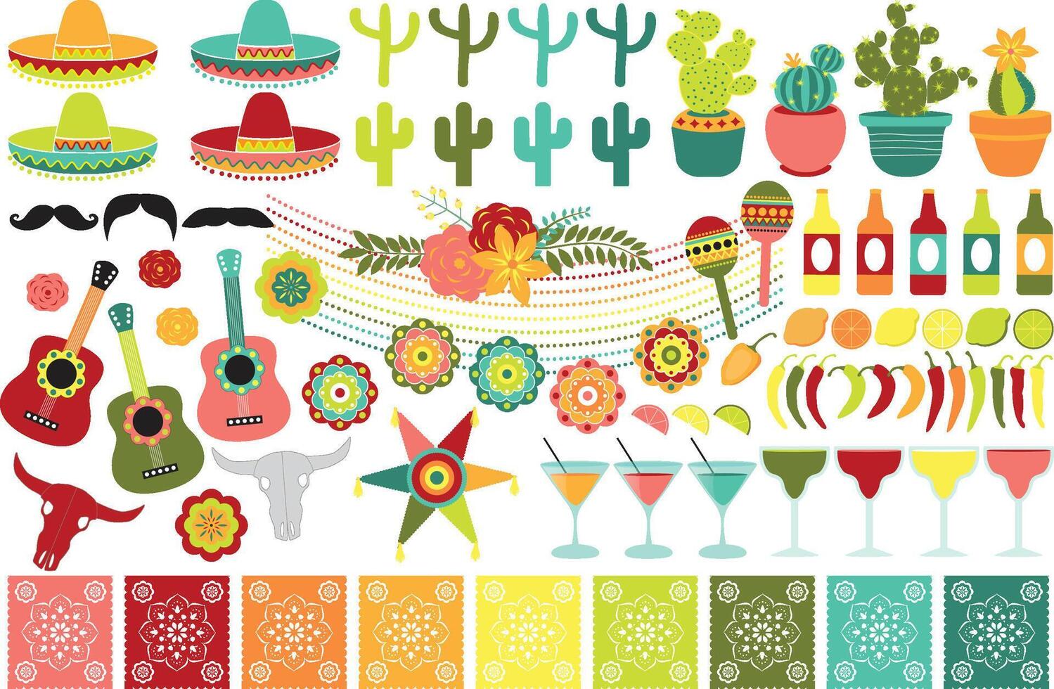 cinco de mayo patterns and elements vector