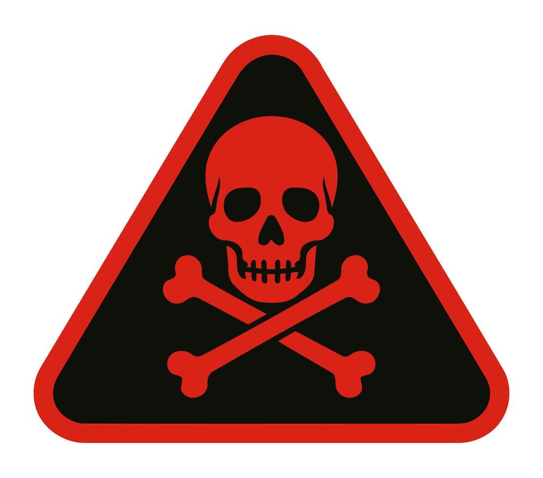 Danger Sign with Skull and Crossbones Warning Symbol in Red and Black vector