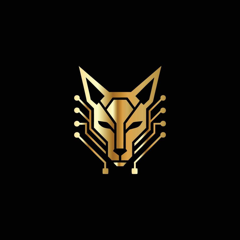 a golden fox head on a black background. a golden fox head on a black background vector