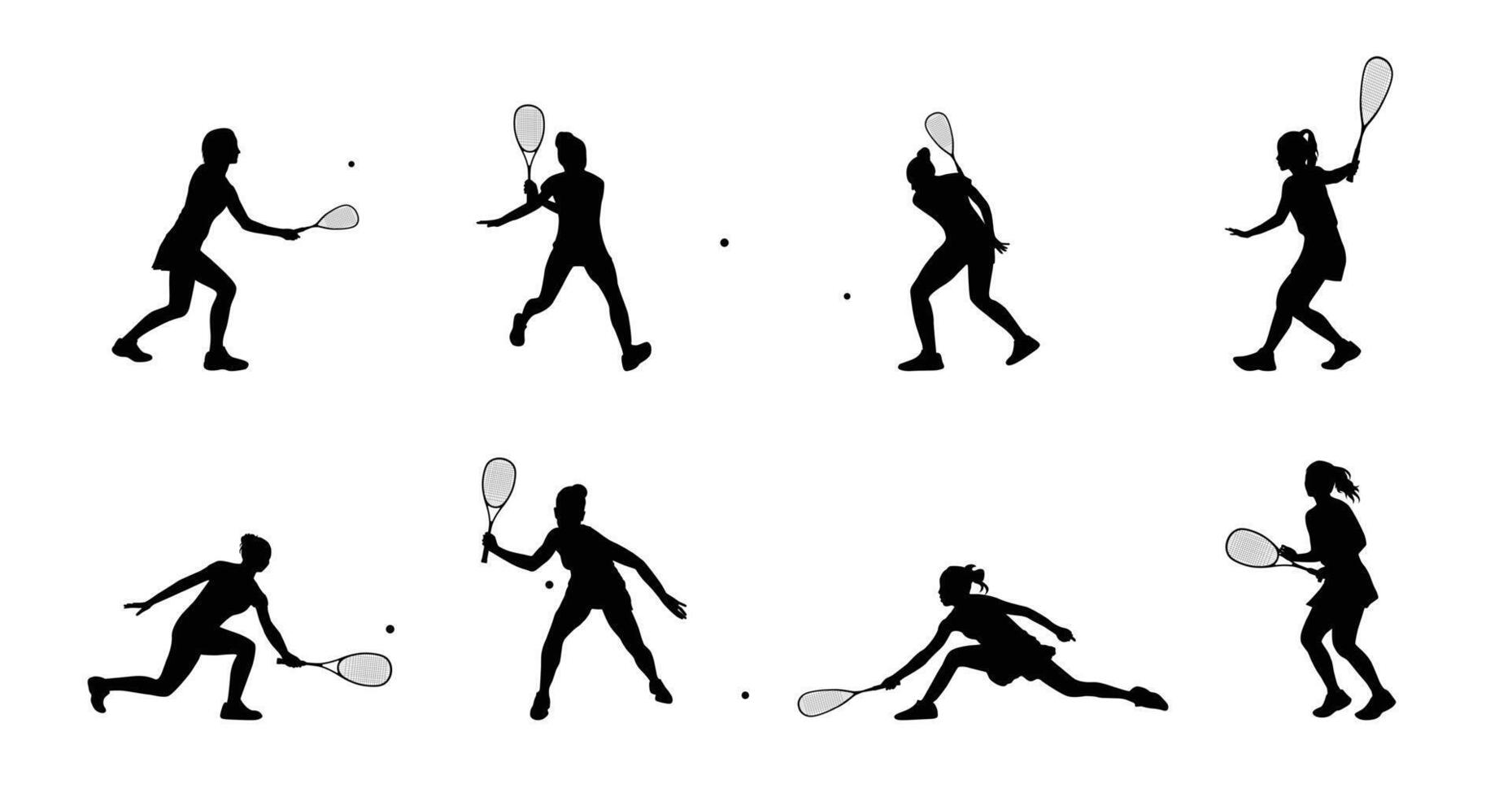 Female squash player silhouette vector