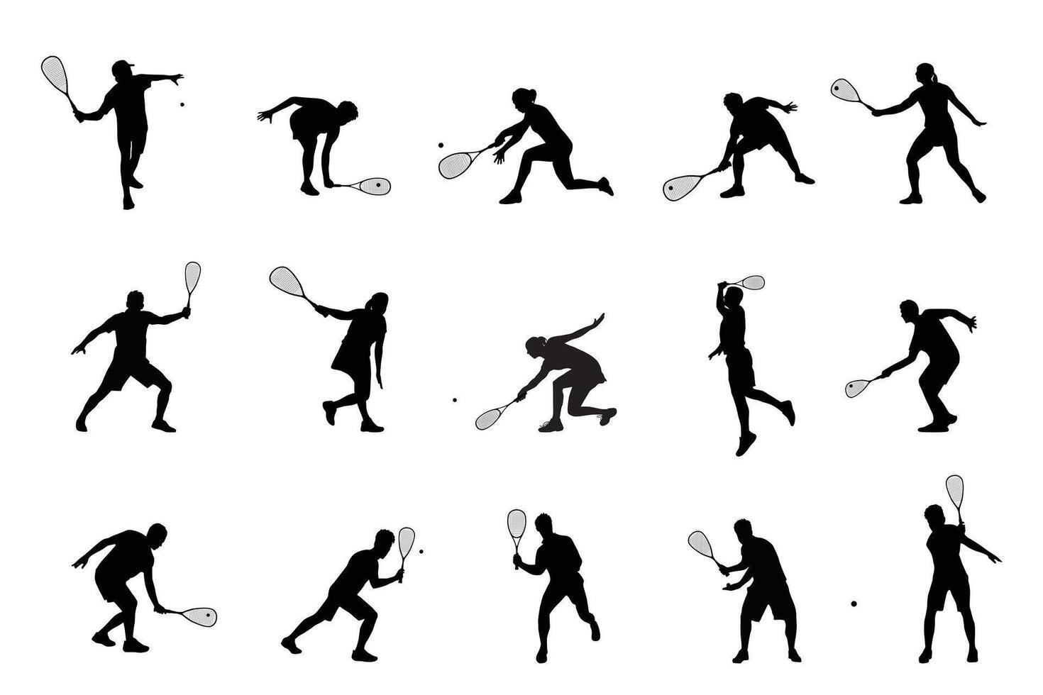 squash player silhouette vector