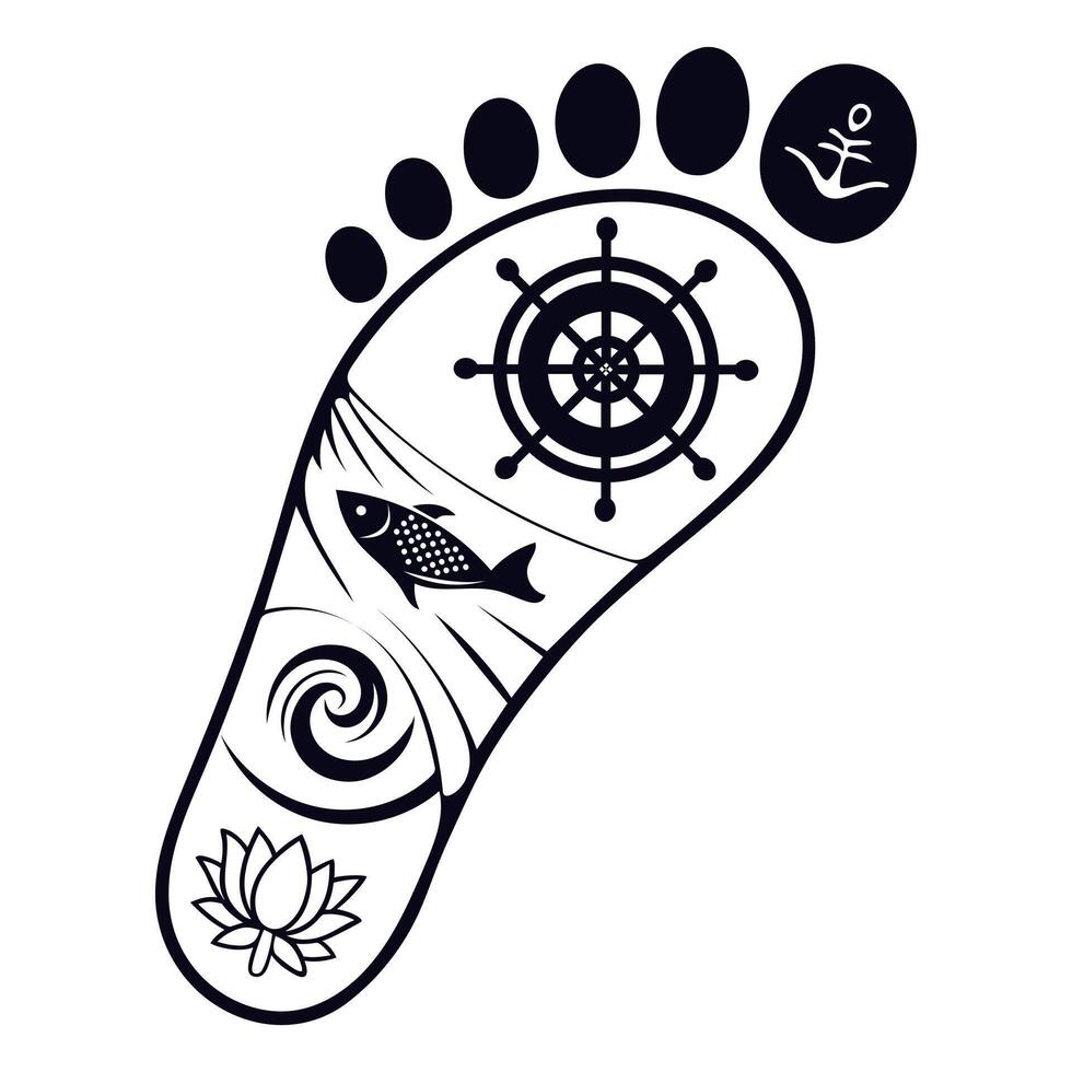 Footprint with Anchor Wheel Lotus vector