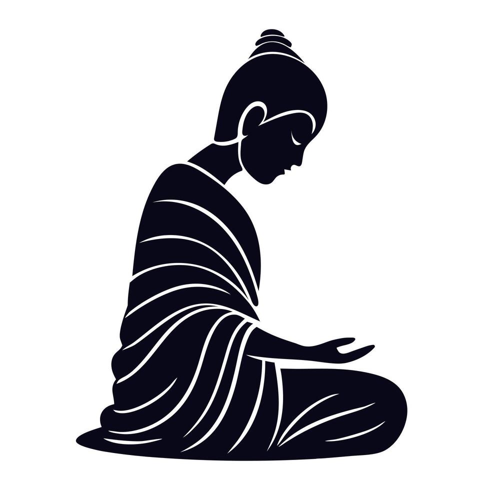 Young Spiritual Buddha Silhouette Profile vector