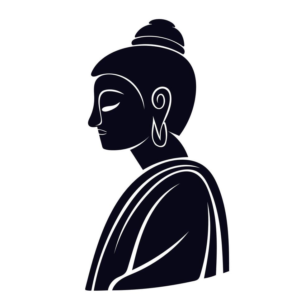Buddha Head Silhouette Spiritual Symbol Side Profile vector