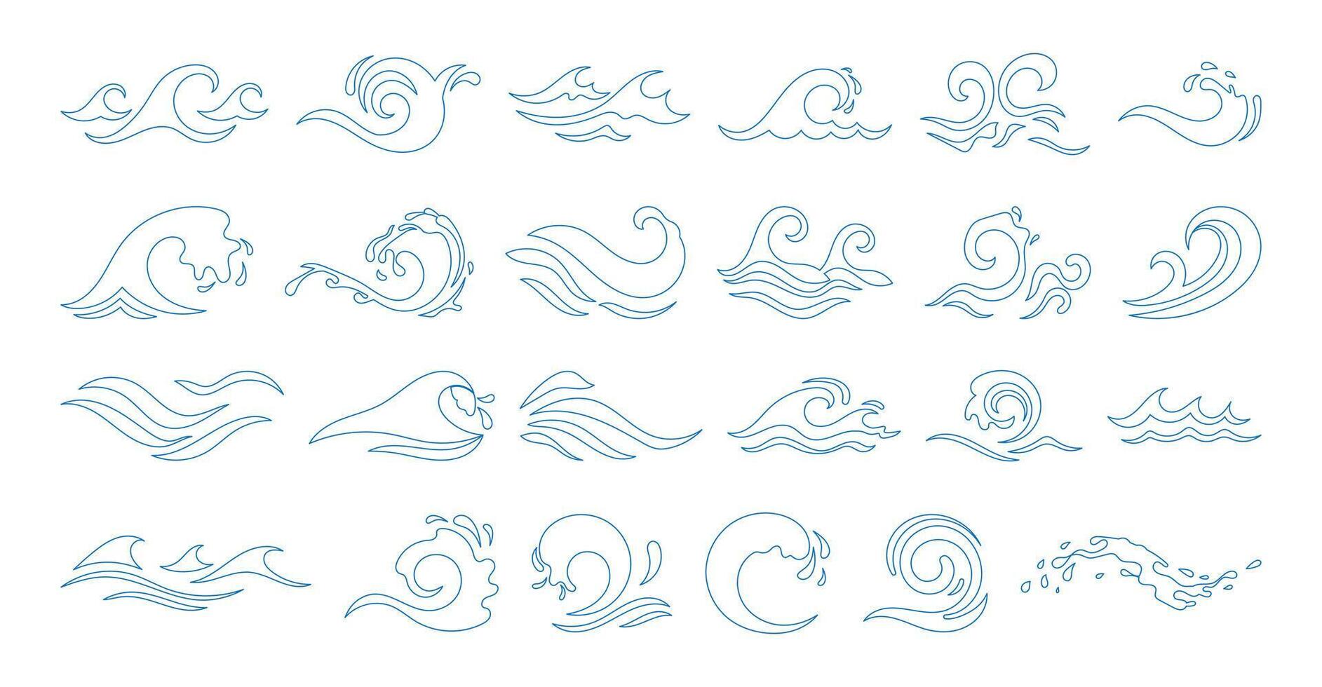 Outline style wave water icon in blue perfect for aquatic designs vector