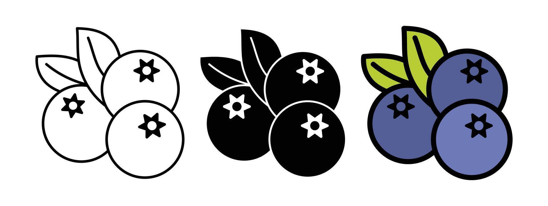 Collection of blueberry icons perfect for food, health, and nature designs vector