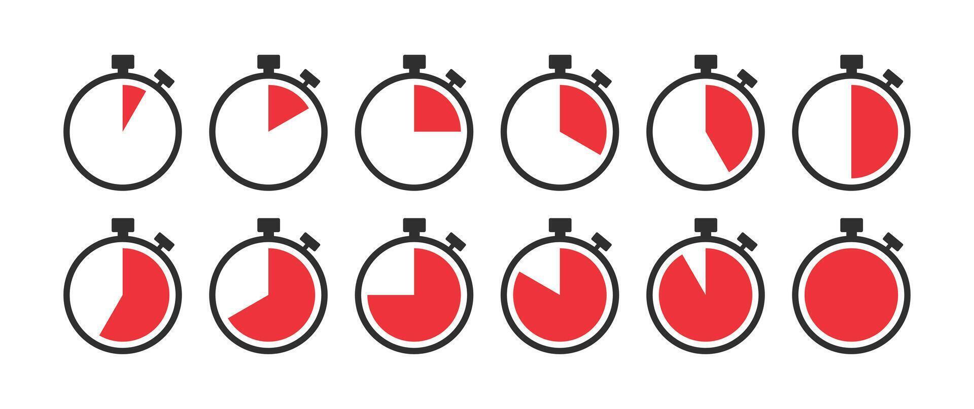 Stylish black and red stopwatch icon perfect for time tracking designs vector